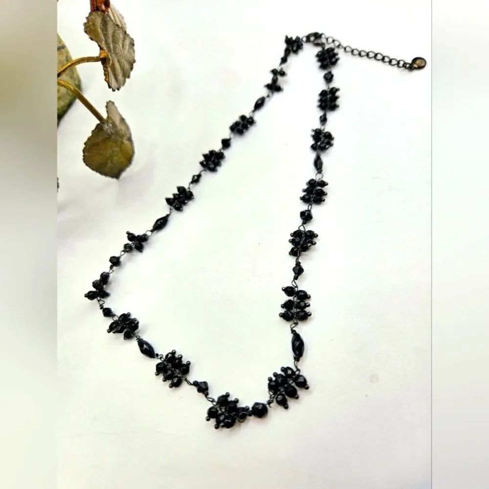 "5/$40" Adjustable Black Beaded Witchy Victorian Necklace